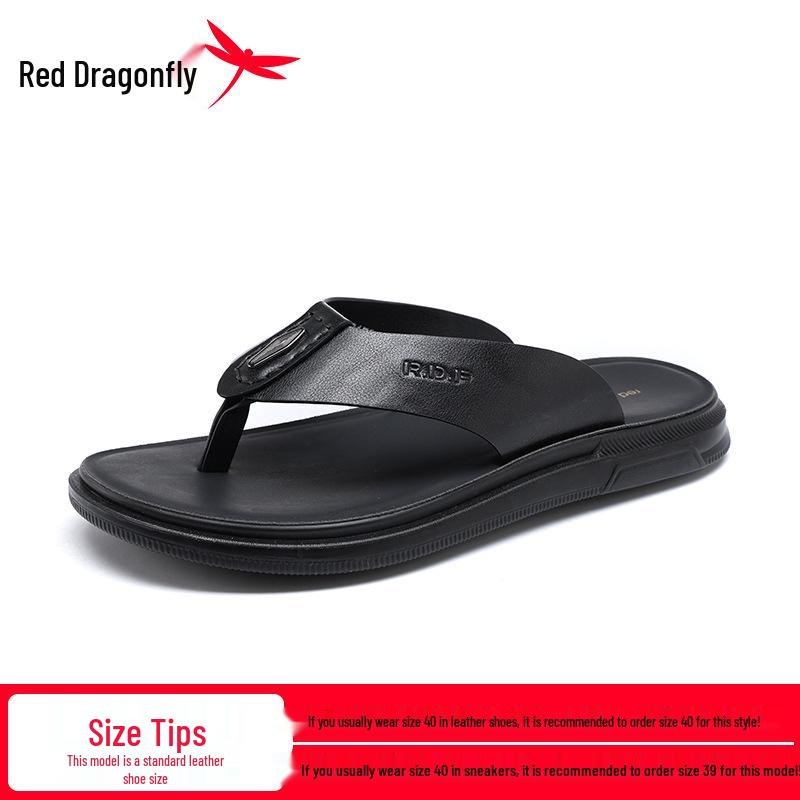 Red Dragonfly Men s Genuine Leather Non-Slip Summer Beach Sandals 40
