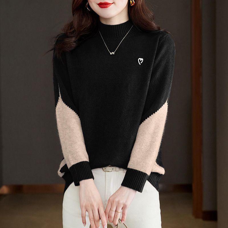 

WTEMPO Женский свитер с длинным рукавом, мягкий, удобный, модный трикотажный свободный свитер XL чёрный