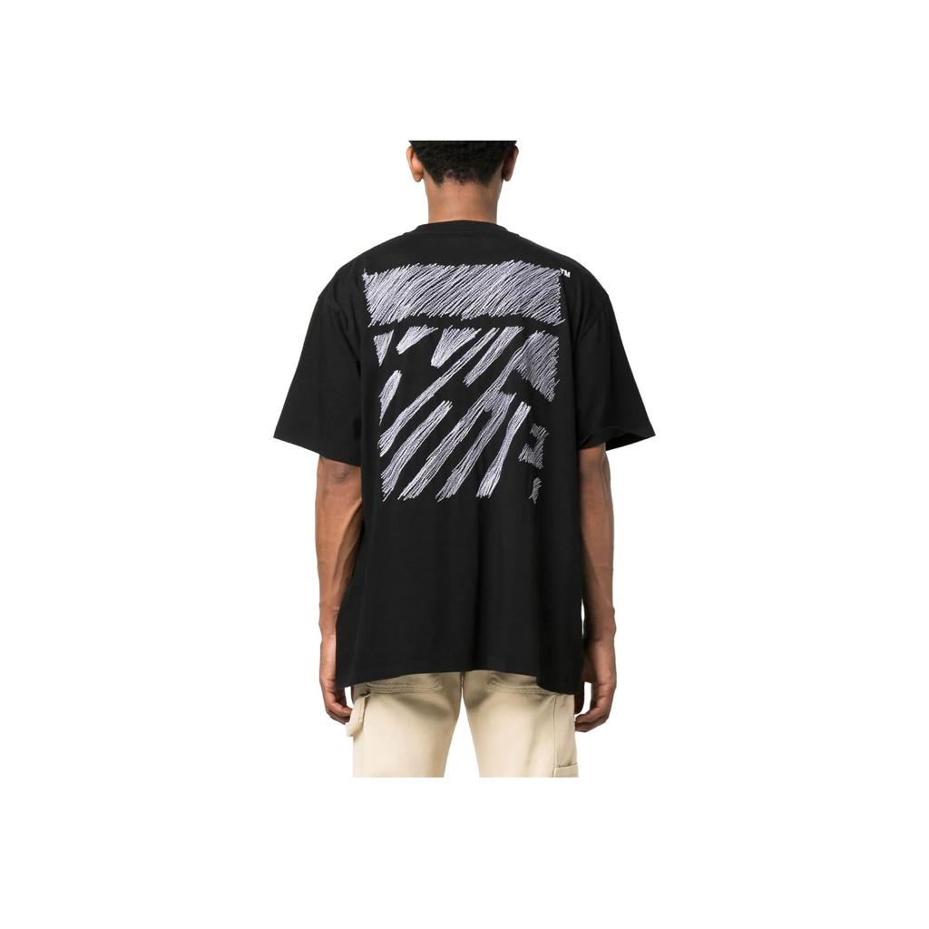 Off-White Letter Logo Print Short Sleeve T-Shirt Men Tops Black OMAA038S23JER0071001