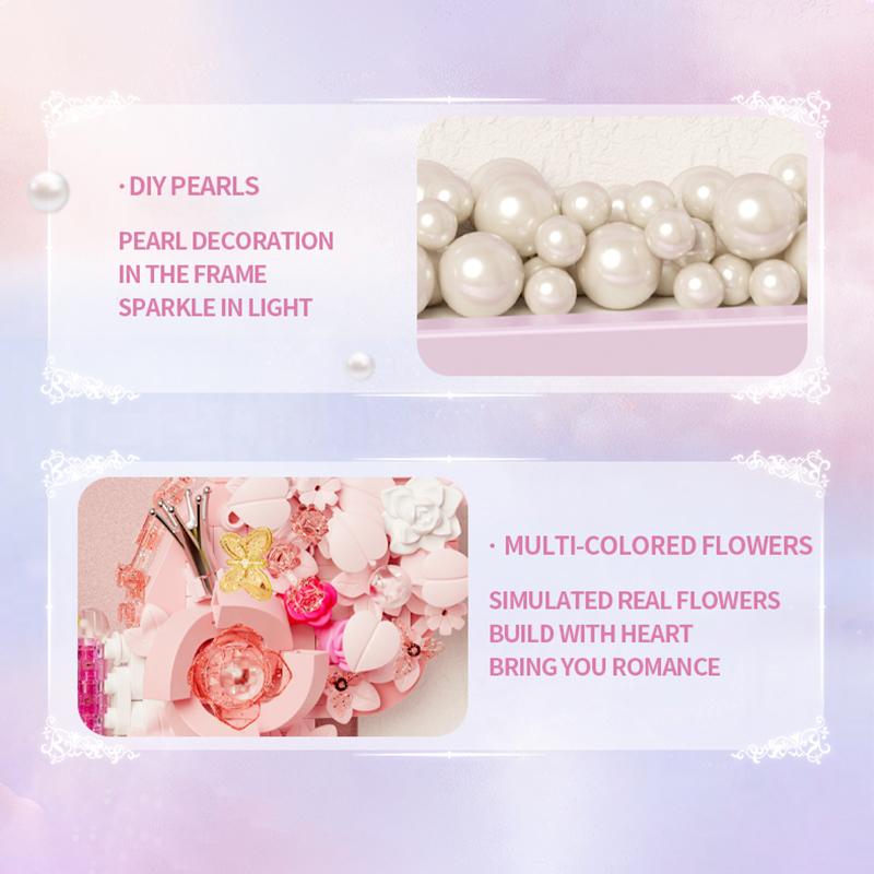 Creative Butterfly Flower Photo Frame Building Blocks Desktop Decoration Ornaments Girls Fantasy Romantic Gifts Kids DIY Toys