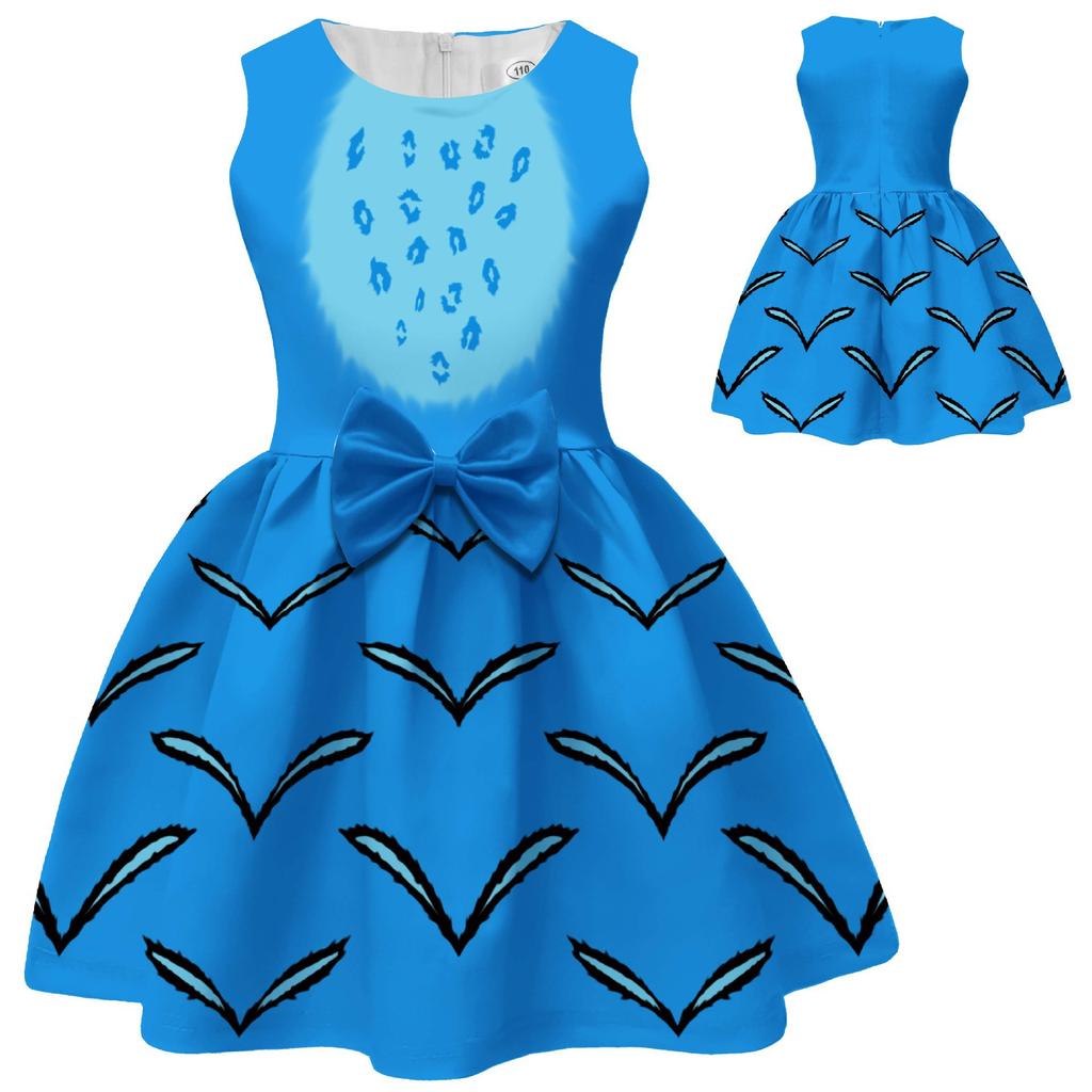 Girls Sleeveless Dress Witch Hunting Girls Group Full Print Galaxy Music Note Skirt with Big Bow Kids Princess Party Birthday Casual Sundress Little