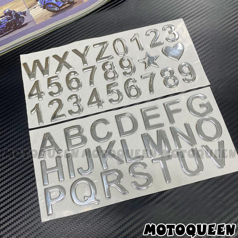 

3D Resin Gel Arab Number English Letter Digital Car Styling DIY Word Badge Logo Decoration 28mm Height Address Decals Stickers серебряный