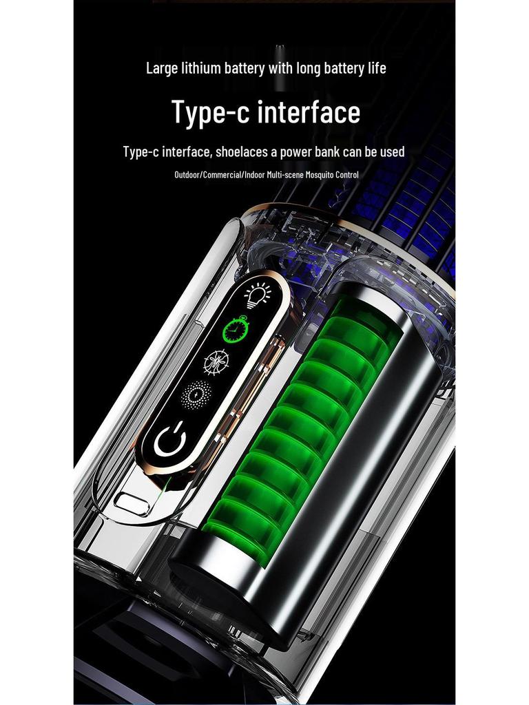 Portable USB-Rechargeable Mosquito Killer Lamp: Low-Noise, Electric Shock, Night Light & Repellent for Indoor/Outdoor Use