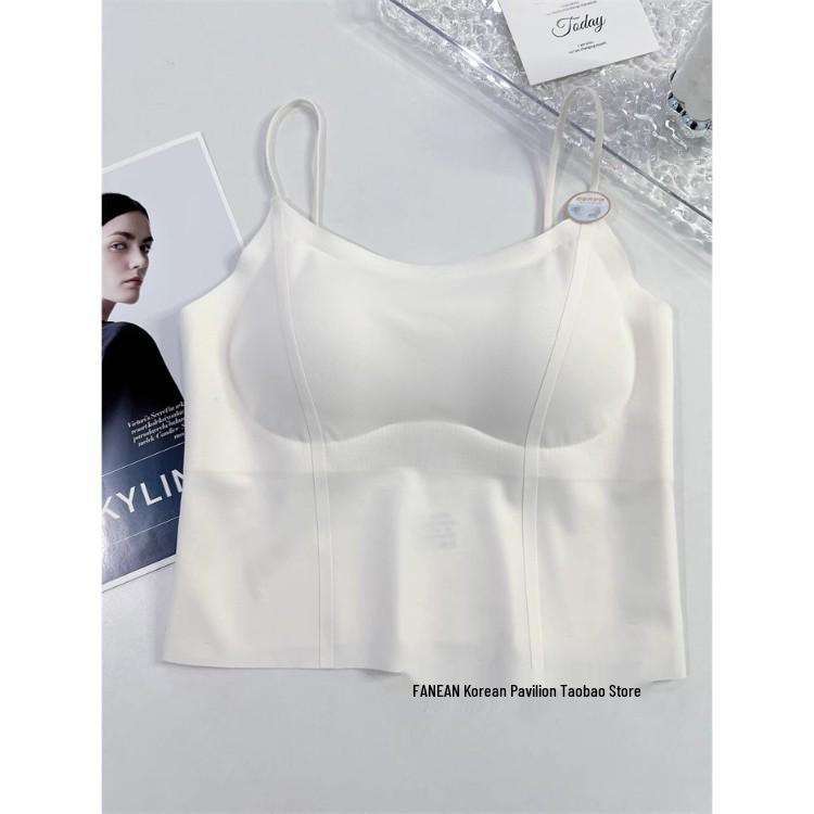 Women's Ice Silk Seamless Camisole Bra with Chest Pad and Back Support