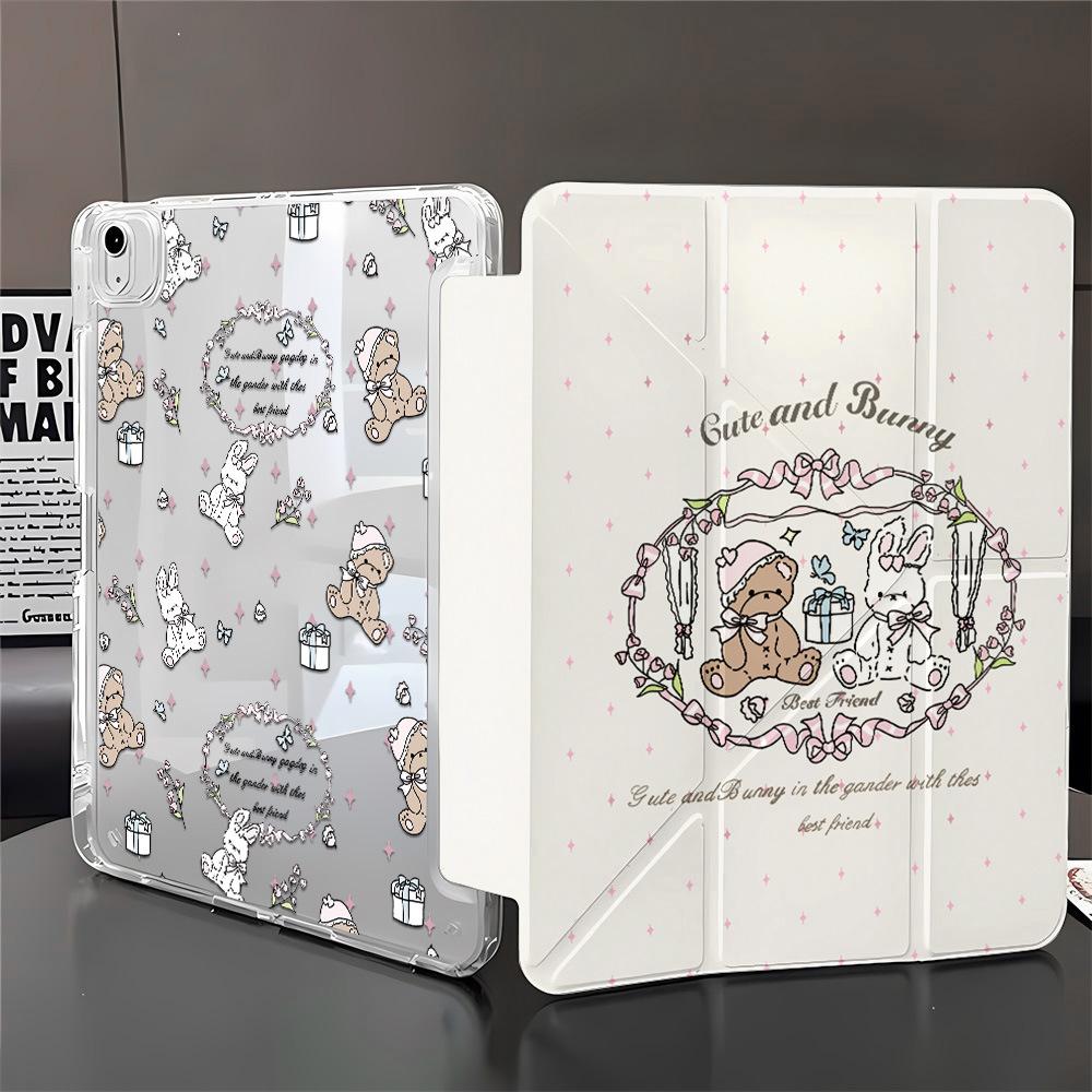 For iPad Pro 11 Gift Bear Rabbit Y Folding Sticker Flat Case Acrylic iPad Pro13 Factory