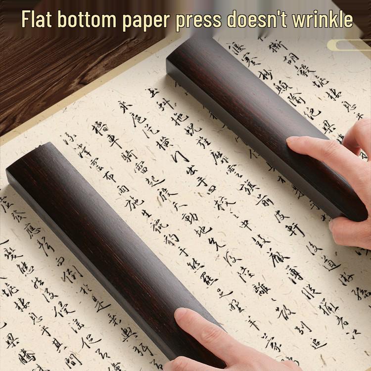 Black Catalpa Wood Paperweight Pair - Solid Wood Paper Holders with 30cm Ruler for Students and Beginners