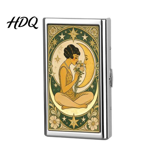 Men Card Box Vintage Style Case Slim Stainless Steel Holder Secure Snap Elegant Wallet Closure Fits Cash ID Business Cards for Women Metal