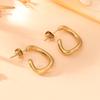 European & American Niche Irregular C Stainless Steel Stud Earrings - Fashionable Titanium Steel, Colorfast Half-Open Design.