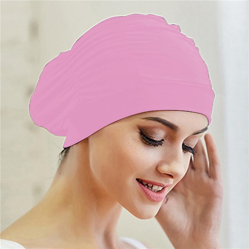 Pleated Cloth Swimming Cap To Increase The Head Circumference Long Hair Ear Protection Swimming Spa Unisex Swimming Cap