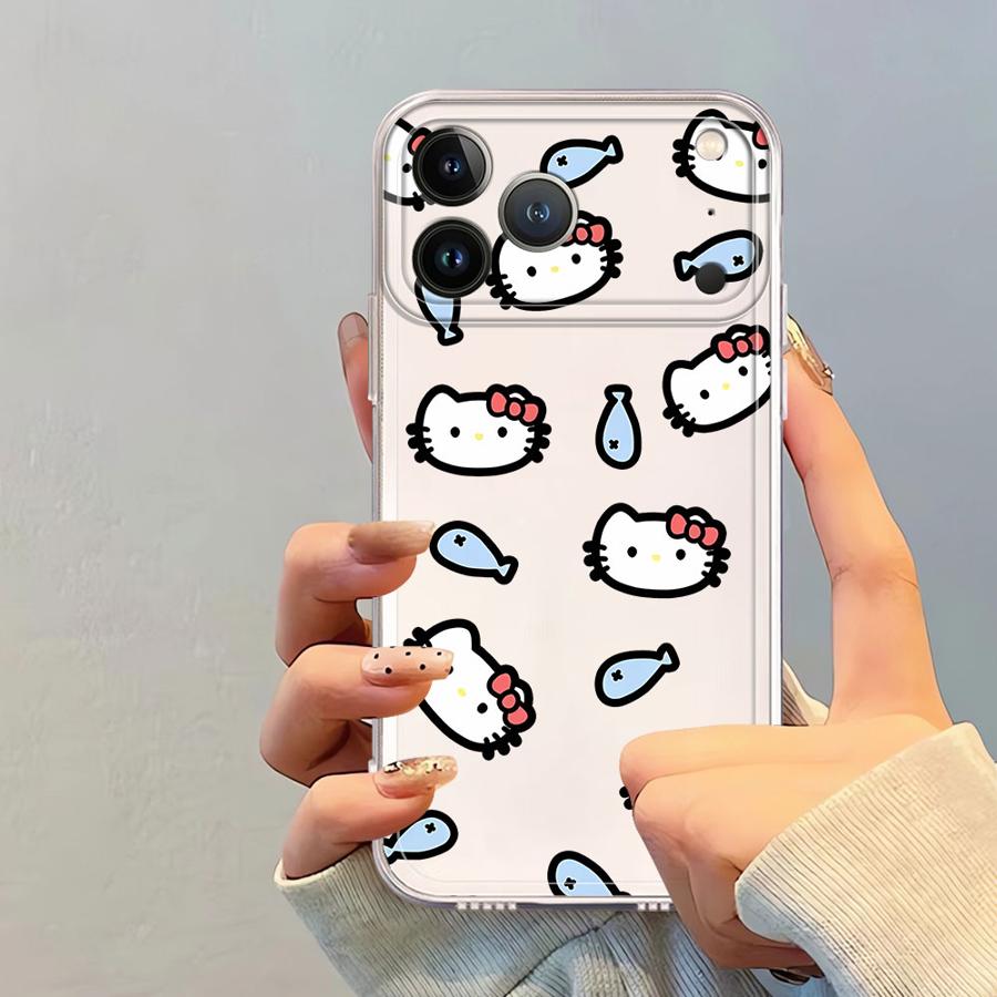 Sanrio Cartoon Hello Kitty Case for iPhone 17 Pro Max 12 Mini 7 8 XR 11 15 14 Plus 13 Pro Air 16 XS Max Soft Phone Cover