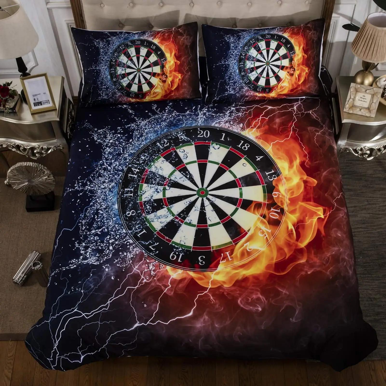 

Dart Board Duvet Cover Set Dartboard Bedding Sets Skin-Friendly Lightning And Flame Comforter Covers Set Queen Quilt Cover 3Pcs AU Single(140*210cm)3pcs