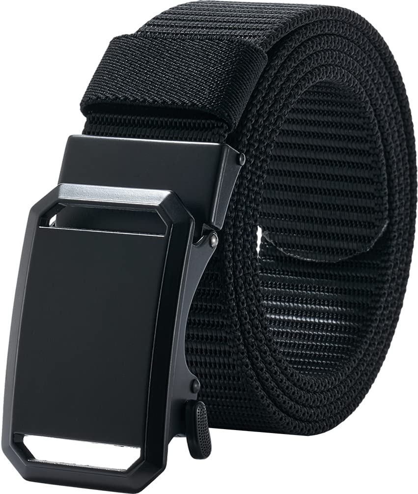 LionVII Nylon Belt Belt for Golf Outdoor Belt for No Stepless Alloy Buckle Men's - Auto-Lock Work, Sports, Hiking, - Workwear, Unisex, Holes,