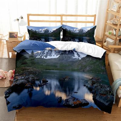 Altai-Gebirge King Queen Bettbezug Naturlandschaft Bettwäscheset Wald See Szenerie Bettdeckenbezug Polyester Bettdeckenbezug