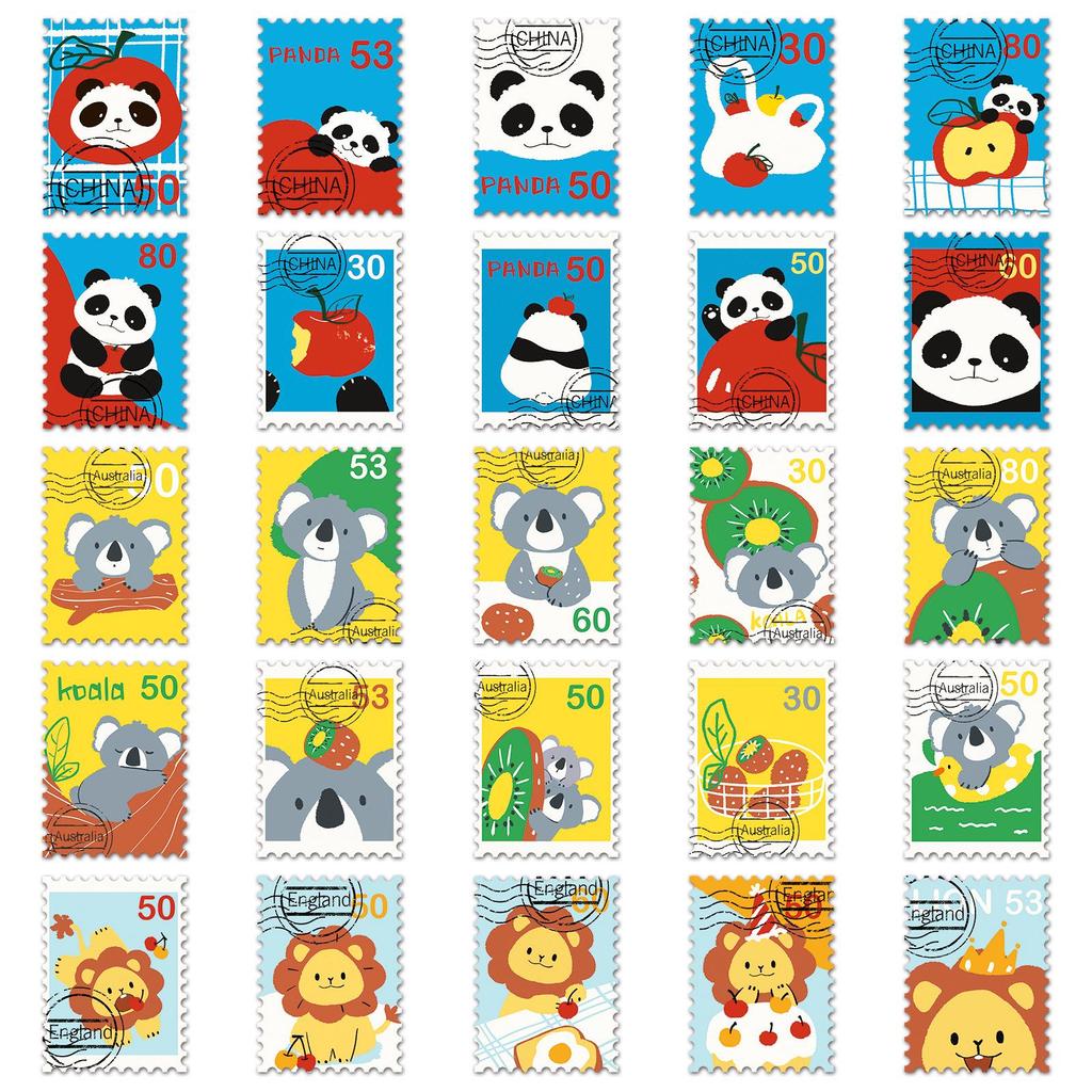 50 Hand-Painted Animal Doodle Stickers for Outdoor Travel, Water Bottles, and Phones
