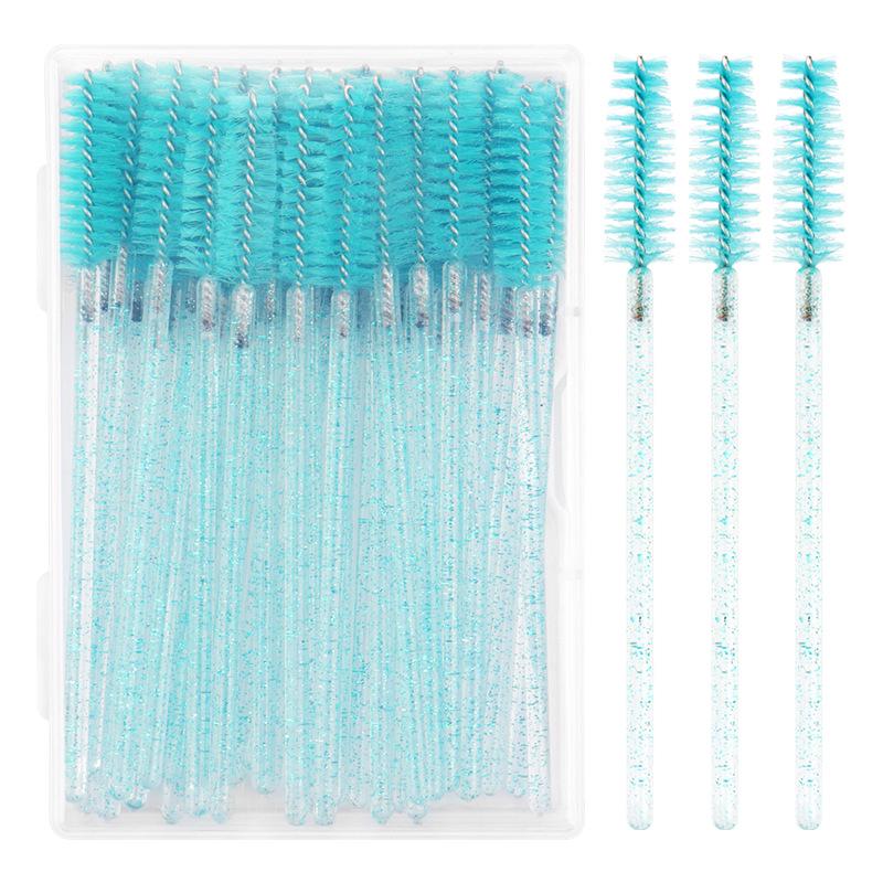 50-Pack Disposable Eyelash & Eyebrow Brushes with Crystal Rods