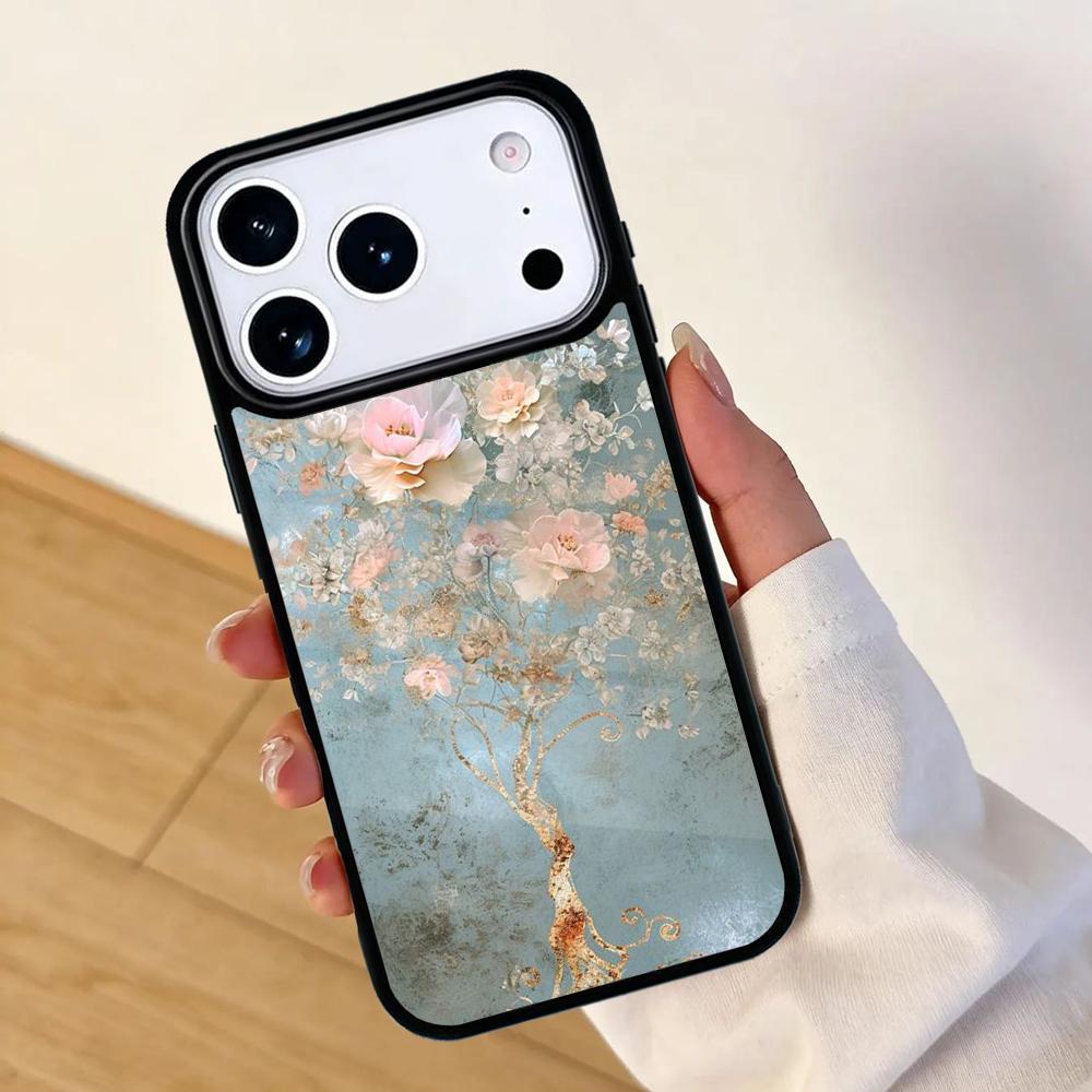 Oil Painting Boho Flower Art Mobile Phone Case for IPhone 17 AIR 16pro Max 15 14 13 12 11 Bumper Cover
