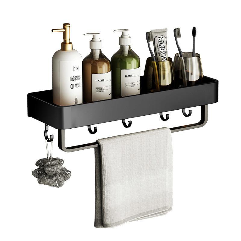 Bathroom Wall Shelf Aluminum Black For Shower And Toilet Storage
