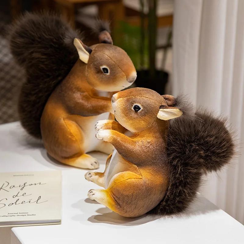 20cm Simulated Squirrel Plush Toy Cute Animal Stuffed Toys Gifts for Squirrel Animal Enthusiasts Kids Birthday Xmas Gifts Decor