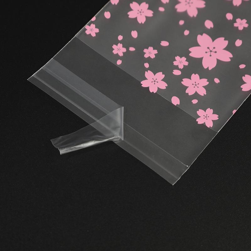 100pcs Transparent Cherry Blossom Packaging Bags Fresh Reusable DIY Dustproof Bags Candy Biscuits Jewelry Bags