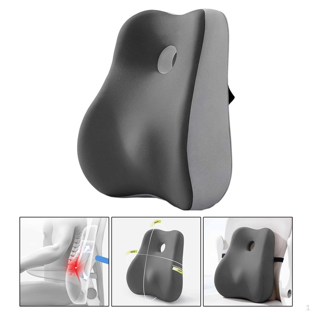 Backrest Cushion for Lumbar Support, Memory Foam Pillow with Strap Vehicle And Office
