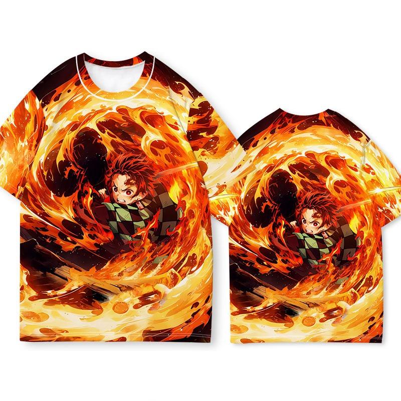 New Demon Slayer T-shirt Summer Short Sleeved T-shirt Surrounding Fashion Y Men's Anime 3D Printed T-shirt Loose Casual T-shirt