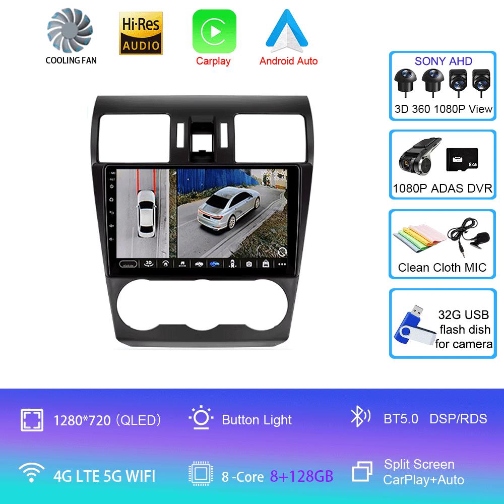 Car Radio Android 14 For Subaru Forester 4 SJ XV 2012-2015 4G Multimedia Video Player Navigation GPS Carplay 360 Camera