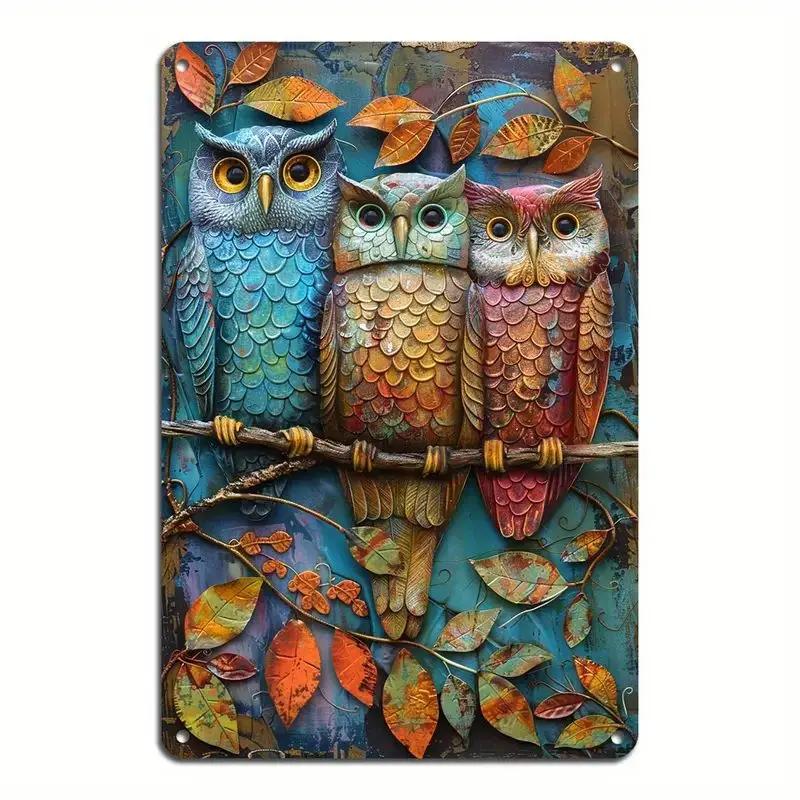 Metal Tin Poster Pastoral Birds Metal Tin Signs Posters Plate Wall Decor for Bars Restaurant Cafe Clubs Retro Posters Plaque