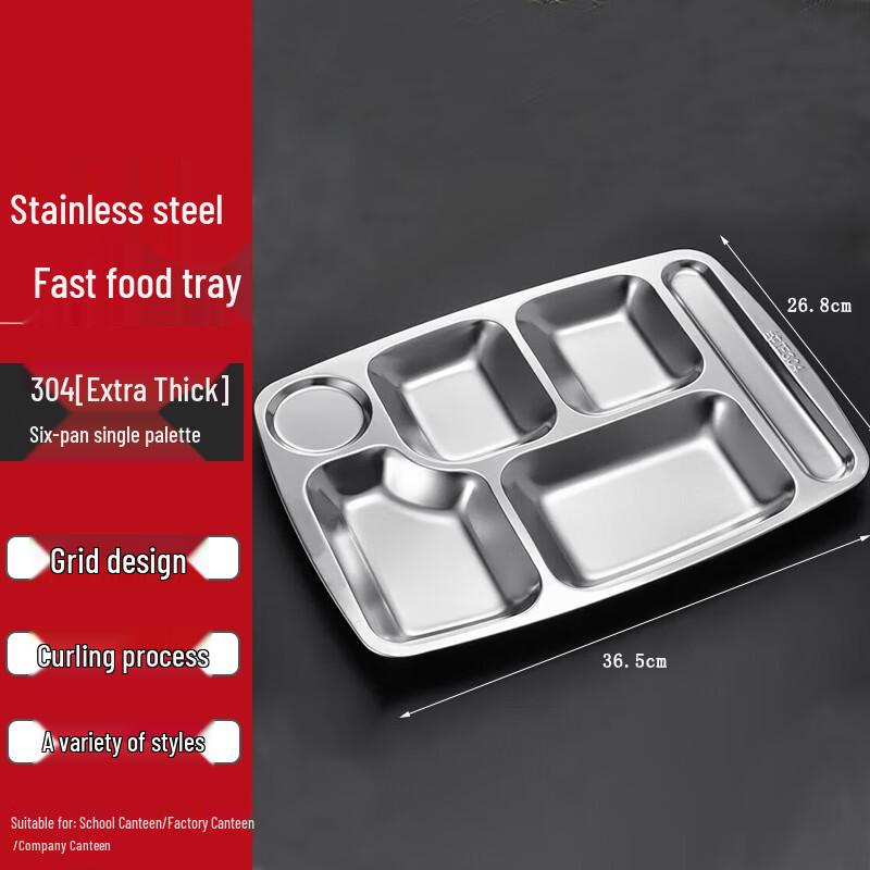 Canteen Style Stainless Steel Divided Meal Tray