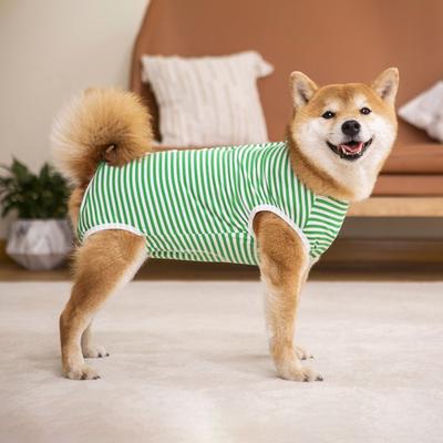 Elastic Dog Recovery Suit Washable Striped Design Pet Sterilization Suit Four-legged Dog Recovery Clothing Spay Recovery