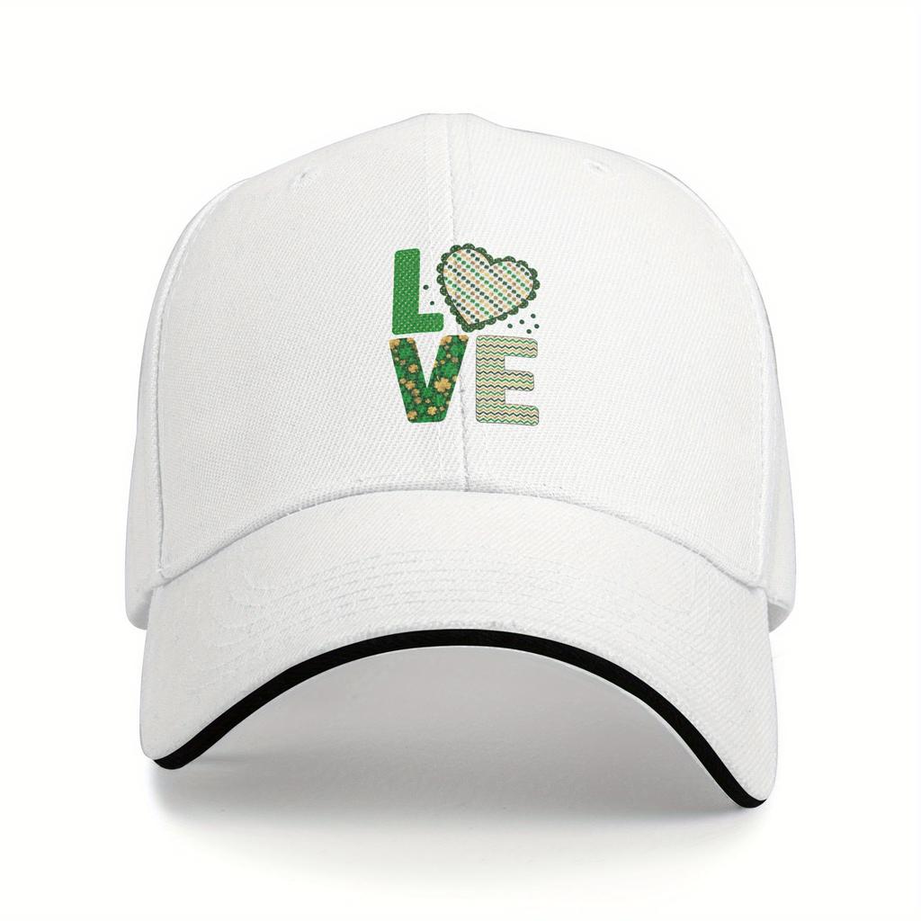 Love St Patrick Day Heart Print Baseball Cap Polyester Casual Adjustable Adult Hat