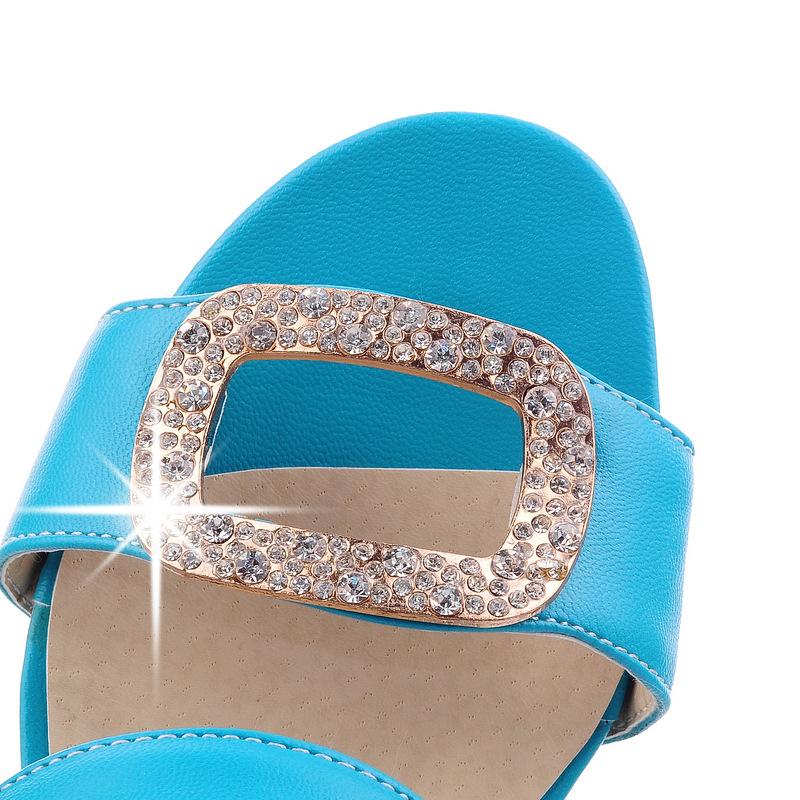Woman Rhinestone Crystal Shoes Low Heel Sandals New Arrivals Brand Ladies High Heel Slippers Summer Slip -On Orange Yellow