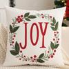 Embroidery Throw Pillow Cover Christmas Decoration Velvet Soft Christmas Reindeer Winter Farmhouse Home Sofa Living Room