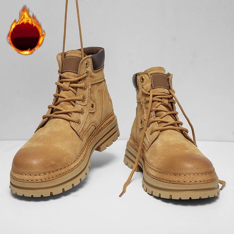 Genuine Leather Men's Ankle Boots Casual High Quality Boots Man Outdoor Work Sneakers High Top Streetwear Motorcycle Boots Men