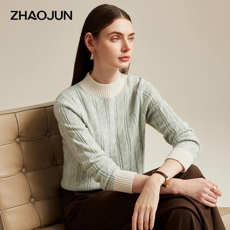 

Zhaojun Women s Thick Cable Knit Cashmere Mock Neck Sweater 2XL