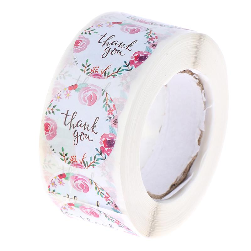 500 Labels/roll Thank You Sticker Seal Labes Flower Stationery Sticker