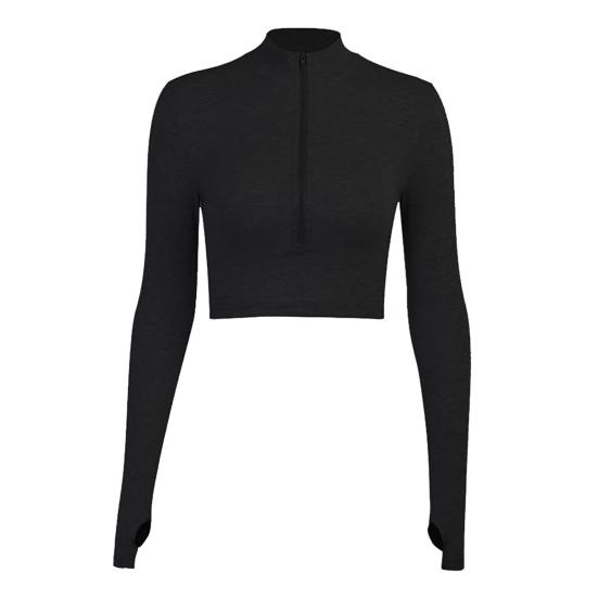 

Women Mature Fashion Autumn Solid Color Casual Office Zipper Long Sleeve T Shirt M