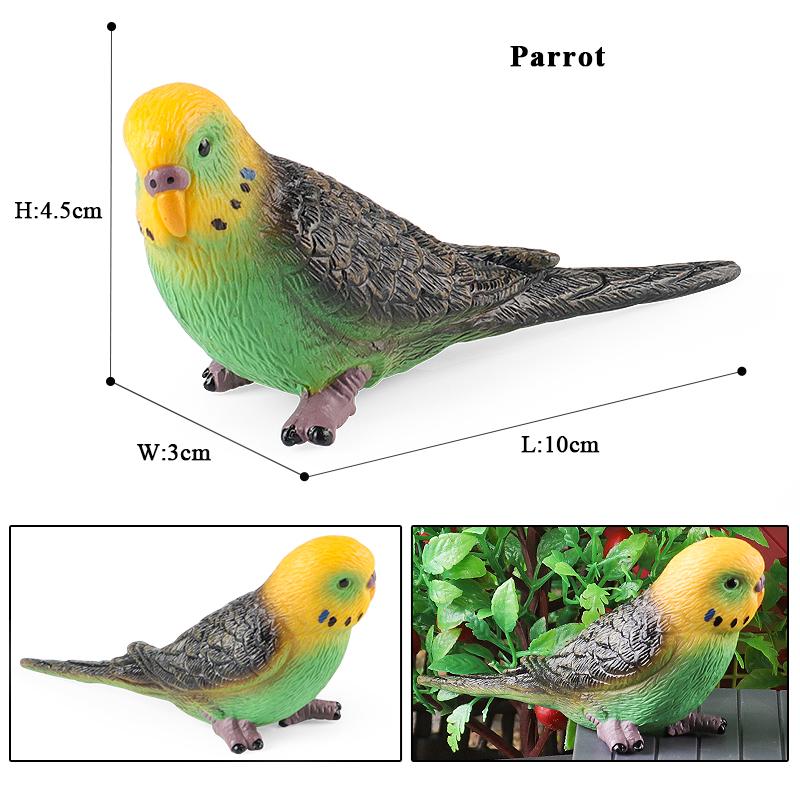 Oenux Bird Forest Animal Parrot Macaw Cockatiel Cockatoo Agapornis Puffin Model Solid PVC Garden Decoration Education Kids Toy