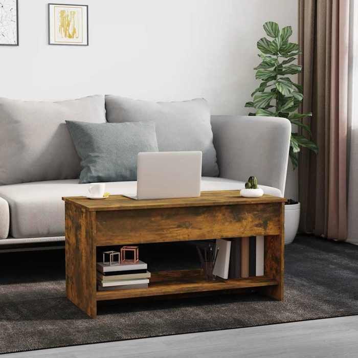 VidaXL Coffee Table Smoked Oak 102x50x52.5 Cm Engineered Wood 819290