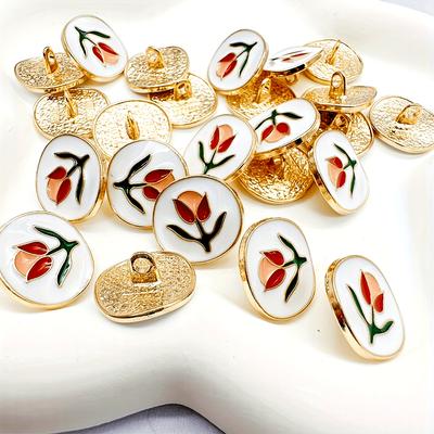 2 Stück/Set Stilvolle Goldene Blumenknöpfe Mit Einem Blumenmuster, Perfekt Zum Verzieren Von Anzügen, Strickwaren, Pullovern Und Hemden