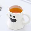 Roztomilé hrnčeky z bieleho porcelánu s tematikou ghúlov, odolná keramika, ideálne na halloweenske dekorácie alebo do kancelárie
