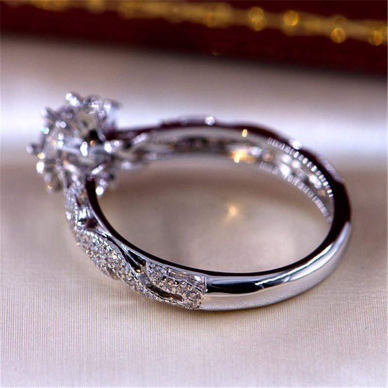 CopperFlower Ring for Women Charm Shiny AAA CZ Wedding Ring Jewelry Gift