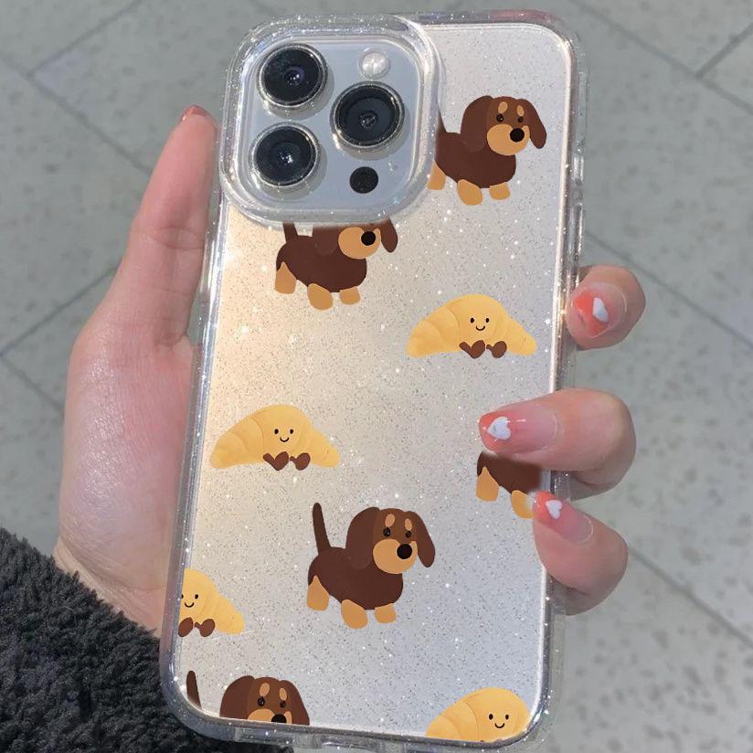 

Желтый пельмень собака блестящий мягкий чехол для Apple 16 Pro Max, 13, 14, 15 и 15 Pro 8 Plus