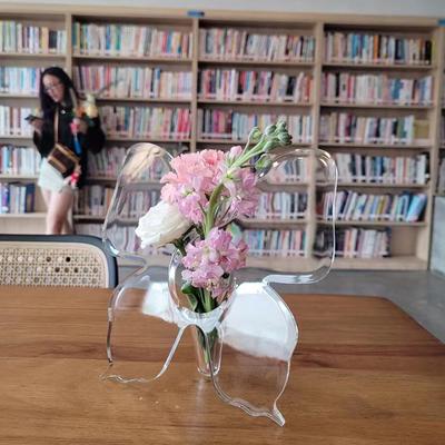 Gjennomsiktig sommerfugl akryl blomstervase tredimensjonale blomsterarrangements tilbehør sommerfuglvase hjemmedekorasjon