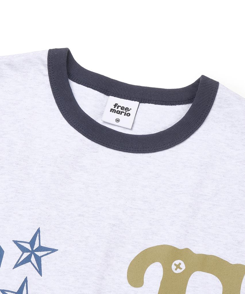 FREEMARIO Smudge Ringer T-Shirt [Melange Grey]