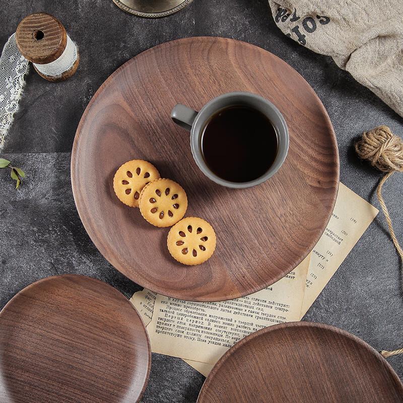 Homeglen Japanese Style Round Solid Wood Serving Tray