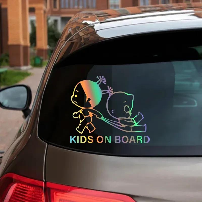 Car Body Window Windshield Creative Vinyl Decal Sticker Kids On Board Safety Warning Sign Decoration Auto Exterior Accessories