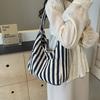 Stylish Trendy Striped Shoulder Bag Casual Large Capacity Cotton Tote Bag