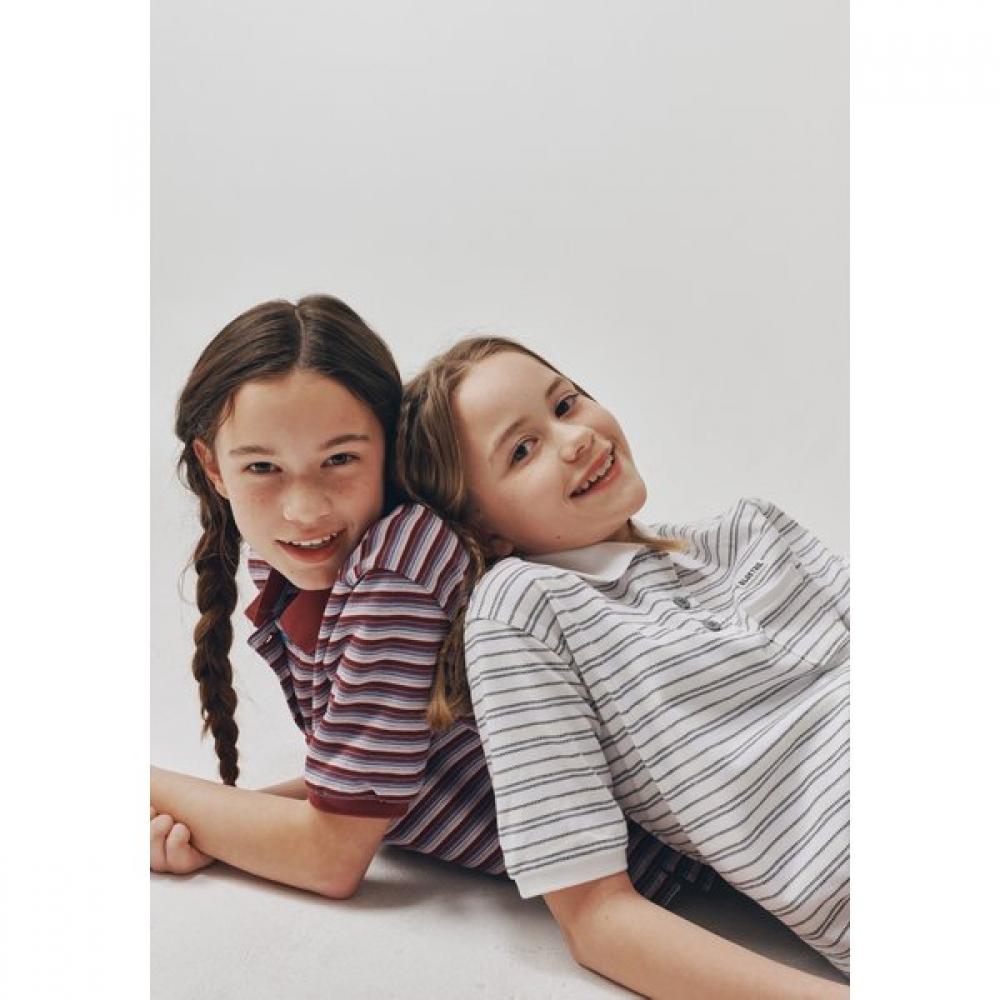 BlueTail WhiTe STripe Crop ShorT Sleeve T shirT azb2Ts06wT