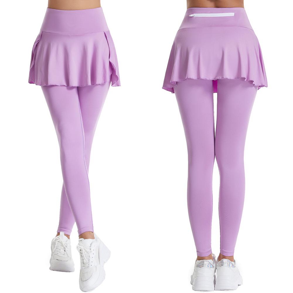 Women's 2-in-1 Skirted Leggings with Pocket High Waist Tennis Golf Running Skort Leggings Sports Dresses