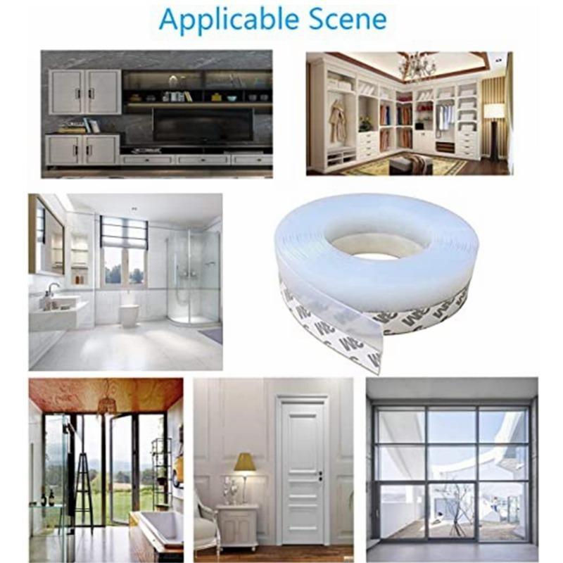 1/5Meter Silicone Seal Strip, Door Strip Bottom for Doors Silicone Sealing Sticker Adhesive for Doors and Windows Gaps of Anti-Collision Silicone